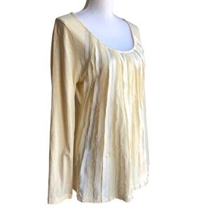 Soft Surroundings Yellow Bohemian Scoop Neck Pleated Top Size